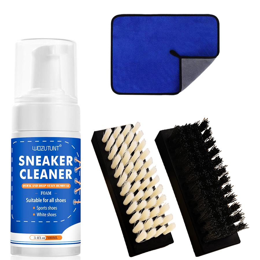 Sneaker Care Cleaner - ชุดทําความสะอาดรองเท้าสีขาวสําหรับรองเท้าผ้าใบผ้าใบ Nubuck Suede Decontamination รองเท้าผ้าใบโฟมทําความสะอาดพร้อมแปรง 2